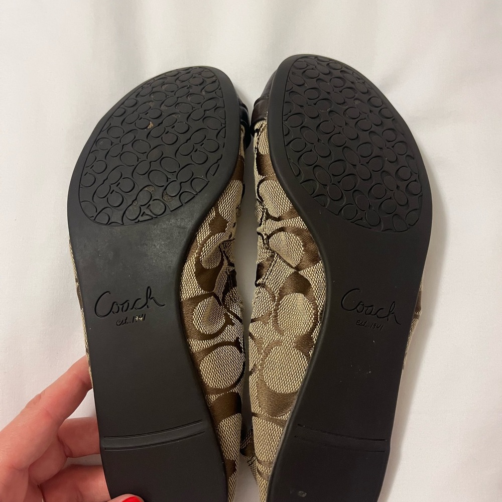 Coach Brown Signature Canvas and Leather Ballet Flats - Picture 2 of 3